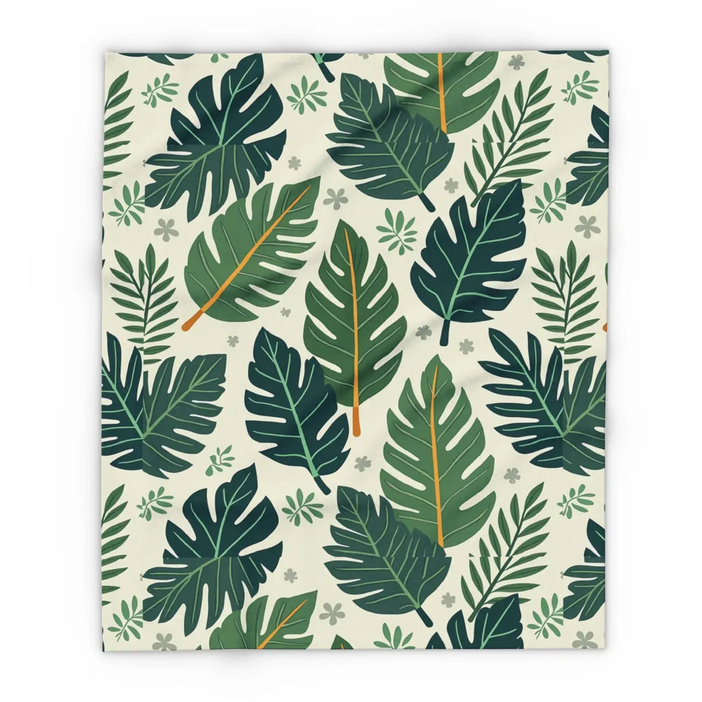 Nature Calm 🌿 | Green Leaves Cozy Fleece Blanket