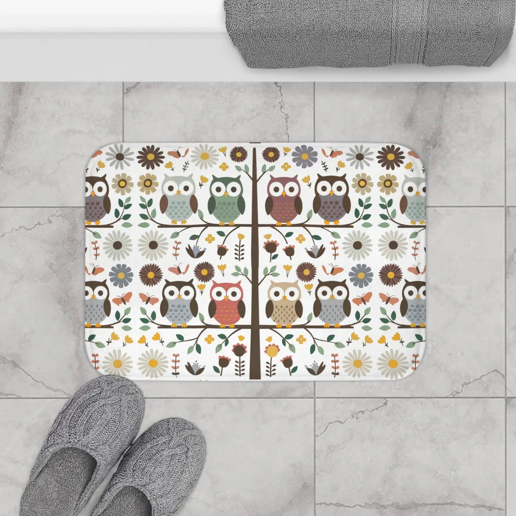Plush Owl Bath Mat Owls on a Tree Decor - Dipaliz