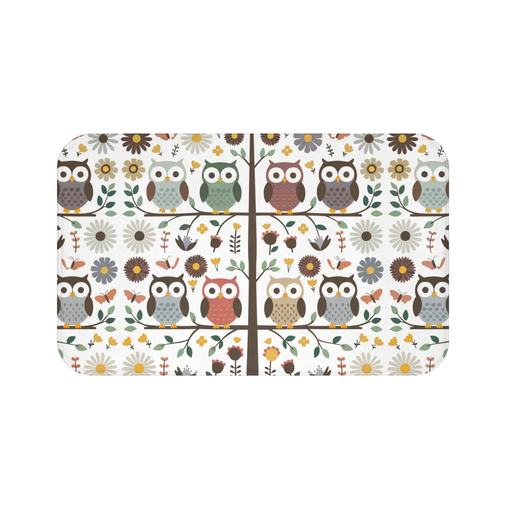 Plush Owl Bath Mat Owls on a Tree Decor - Dipaliz