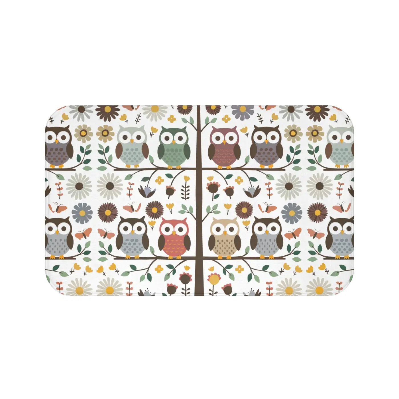 Plush Owl Bath Mat Owls on a Tree Decor - Dipaliz