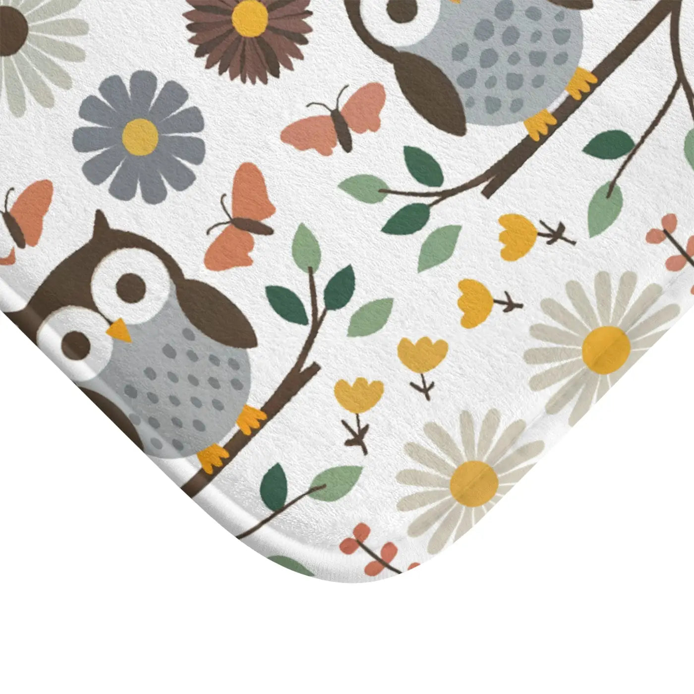 Plush Owl Bath Mat Owls on a Tree Decor - Dipaliz