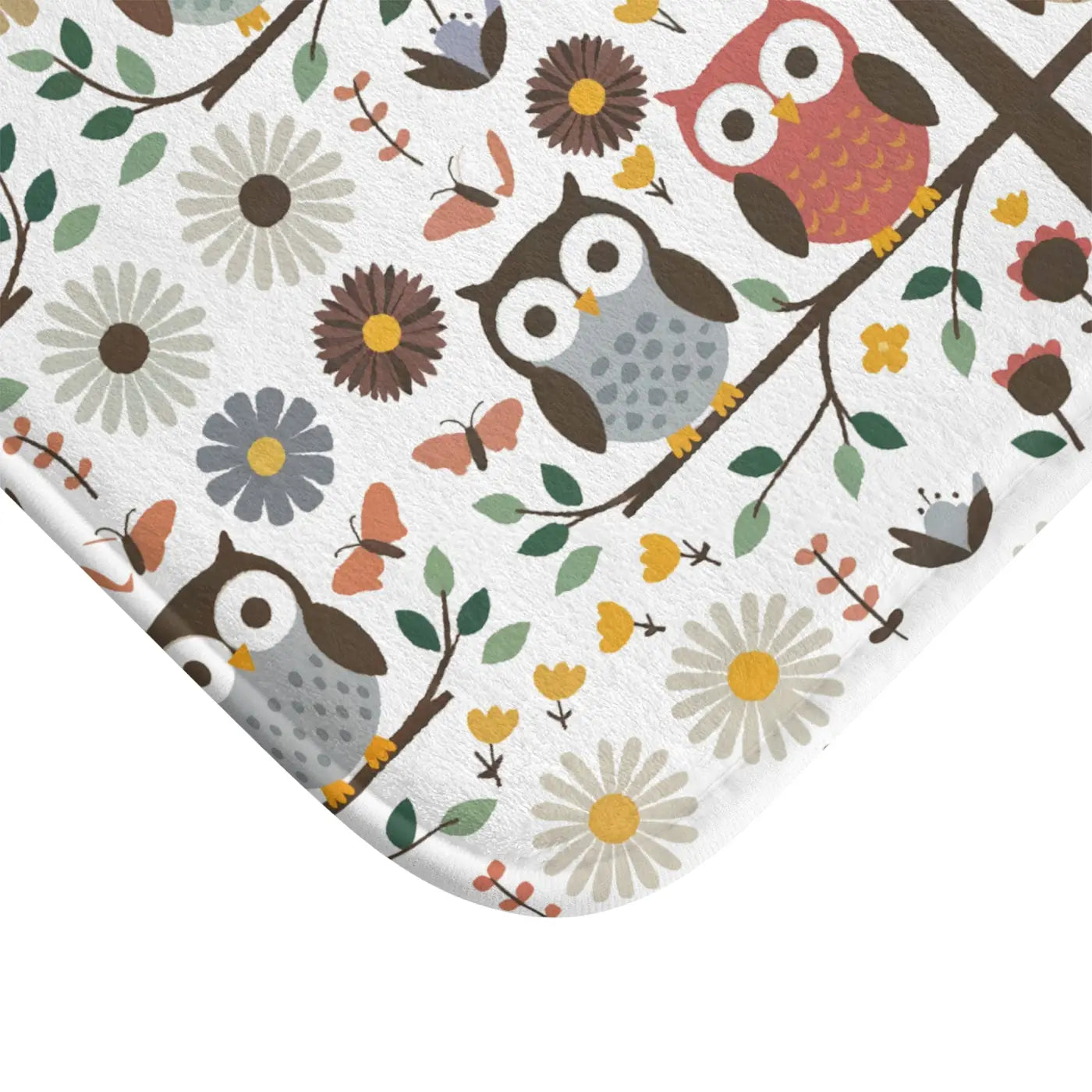 Plush Owl Bath Mat Owls on a Tree Decor - Dipaliz