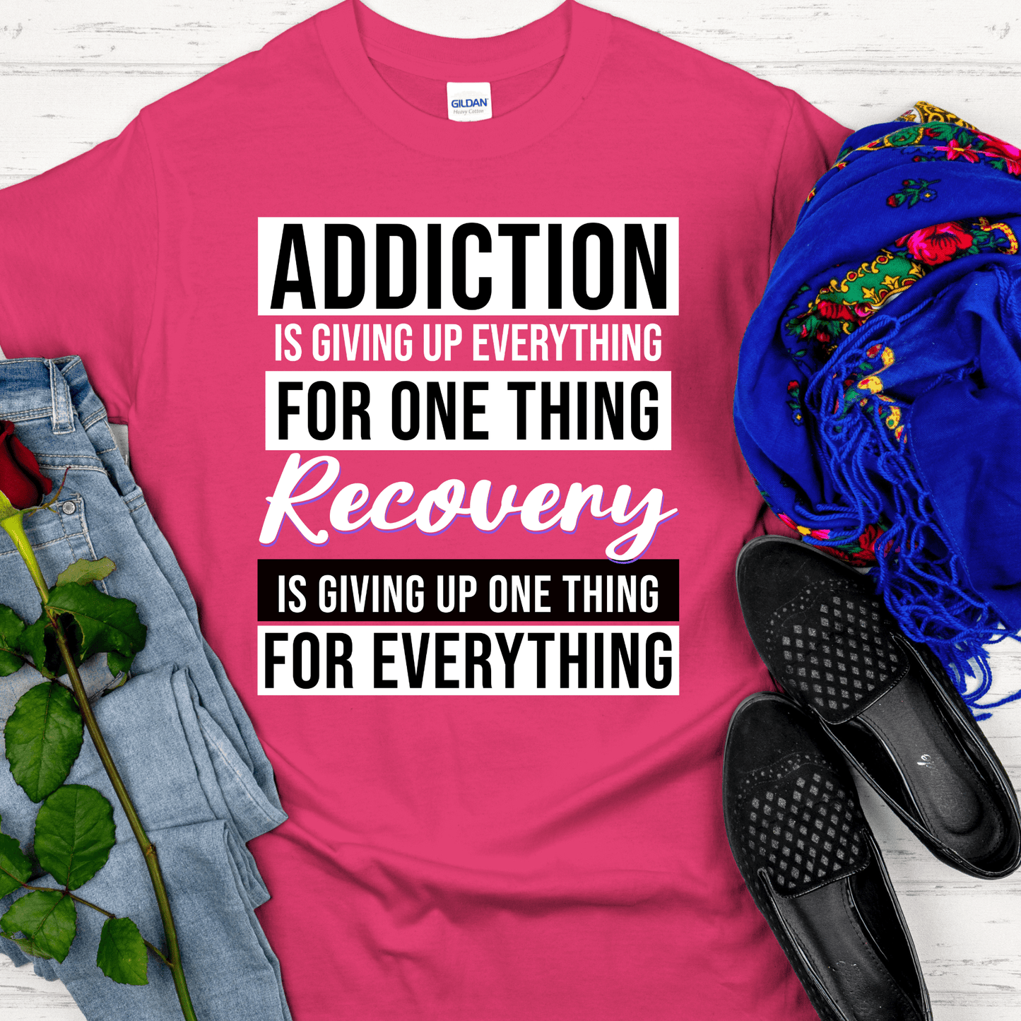 ✨ Recovery Over Addiction Tee |  Addiction VS Recovery